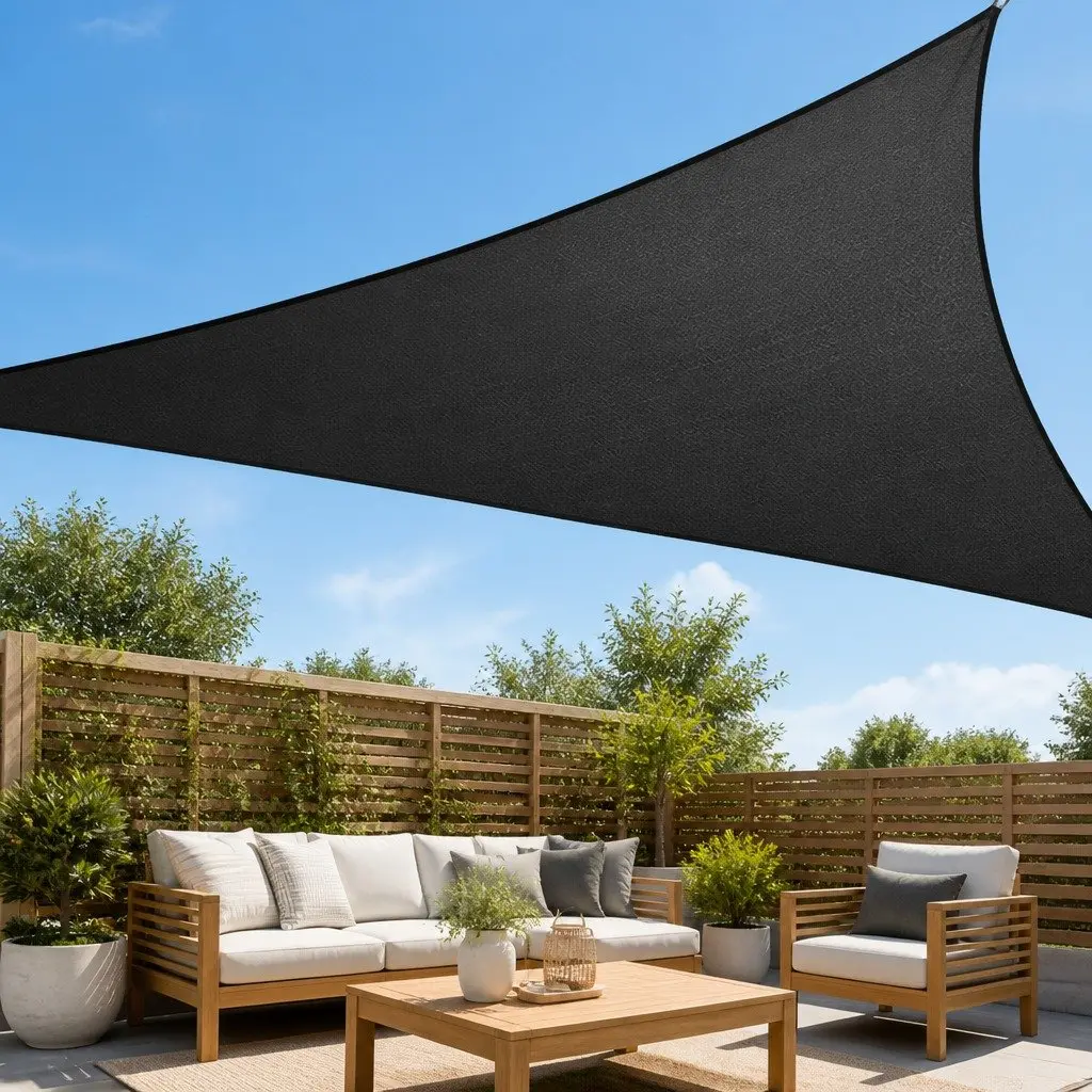 Triangle Shade Sail 5x5x5M Black Outdoor Patio Pool Deck Sunshade UV Protection