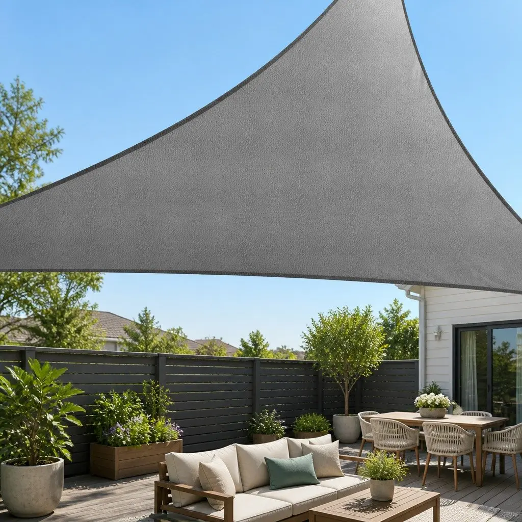 Triangle Shade Sail Cloth Canopy Grey 5x5x7.1m Commercial Grade Outdoor Sunshade