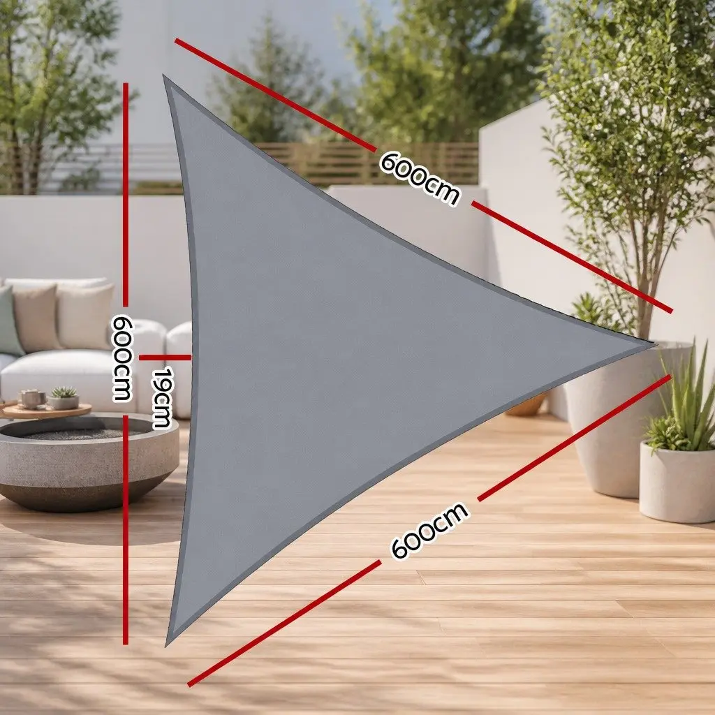 Triangle Shade Sail Grey 6x6x6M Outdoor UV Protection Durable Fabric