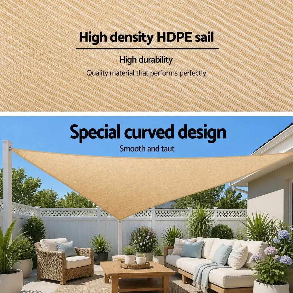 Triangle Shade Sail Sand 3.6x3.6x3.6M Commercial Grade UV Resistant Outdoor Canopy