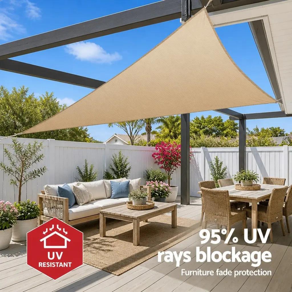 Triangle Shade Sail Sand 3.6x3.6x3.6M Commercial Grade UV Resistant Outdoor Canopy