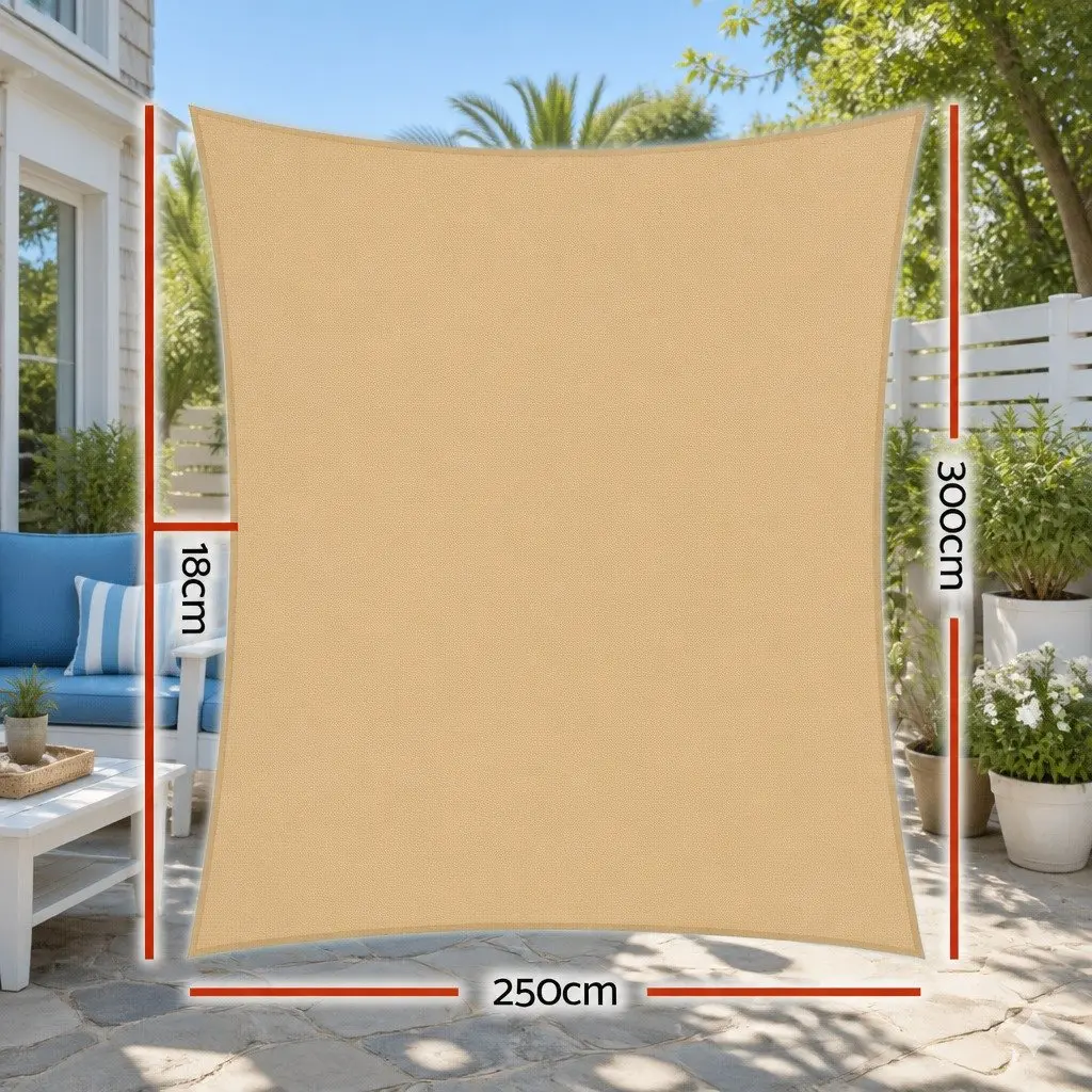 Rectangle Shade Sail Sand 2.5x3m UV Protection Outdoor Garden Sunshade Cloth
