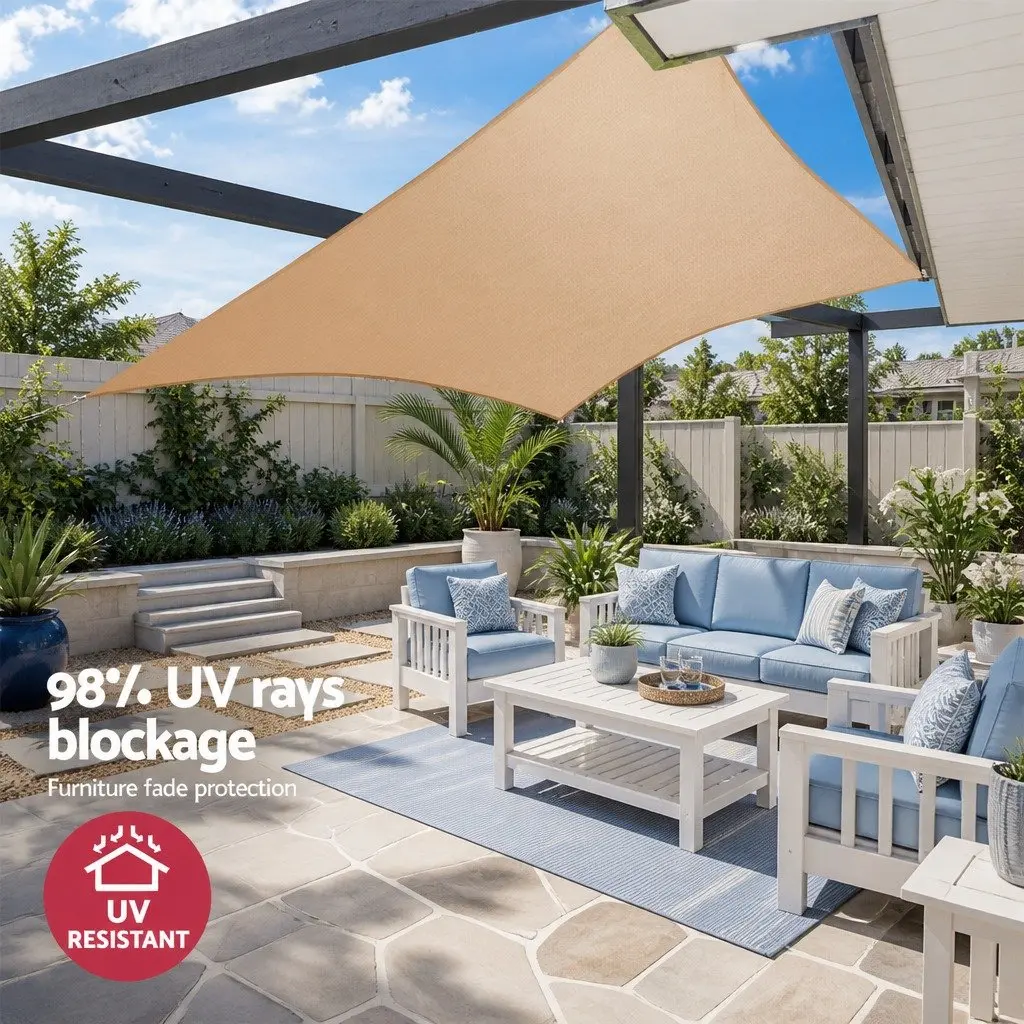 Rectangle Shade Sail Sand 2.5x3m UV Protection Outdoor Garden Sunshade Cloth