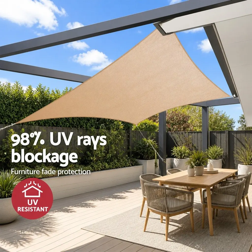 Shade Sail Rectangle Sand 3x4m UV Block Outdoor Garden Patio Sunshade Cloth