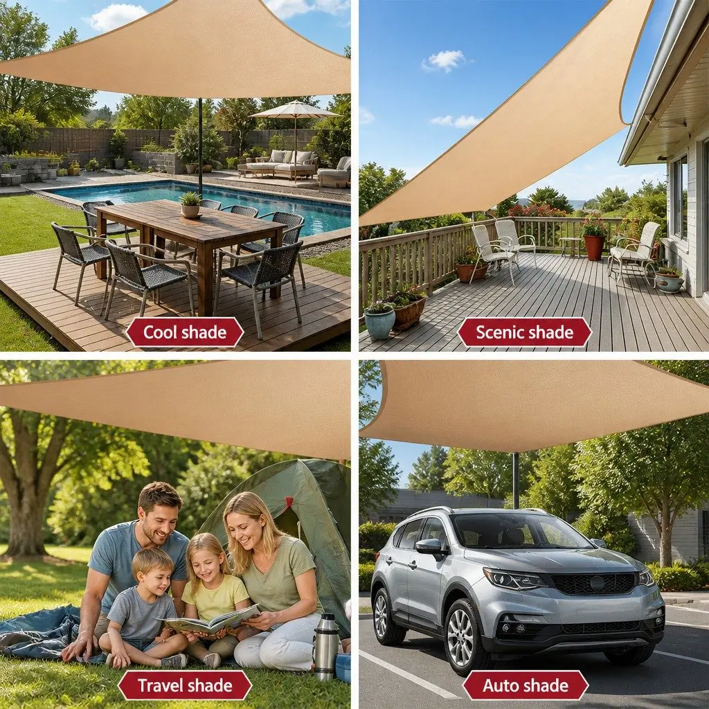 Rectangle Shade Sail Sand 3x6m UV Protection Outdoor Patio Pool Sunshade