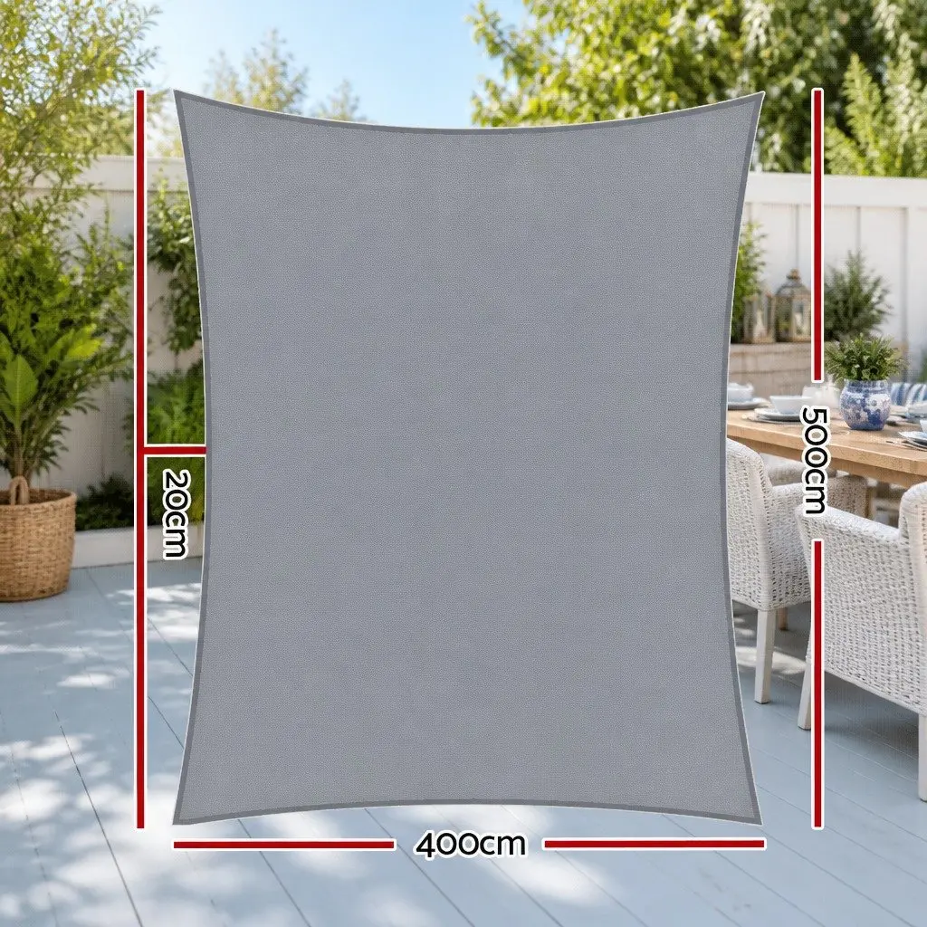 Shade Sail Grey 4x5m Rectangle UV Protection Outdoor Patio Pool Garden Sunshade