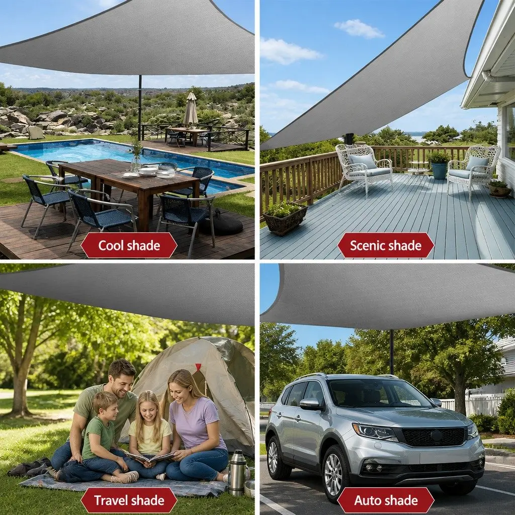 Shade Sail Grey 4x5m Rectangle UV Protection Outdoor Patio Pool Garden Sunshade