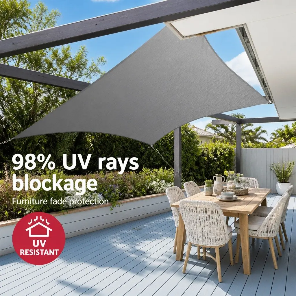 Shade Sail Grey 4x5m Rectangle UV Protection Outdoor Patio Pool Garden Sunshade