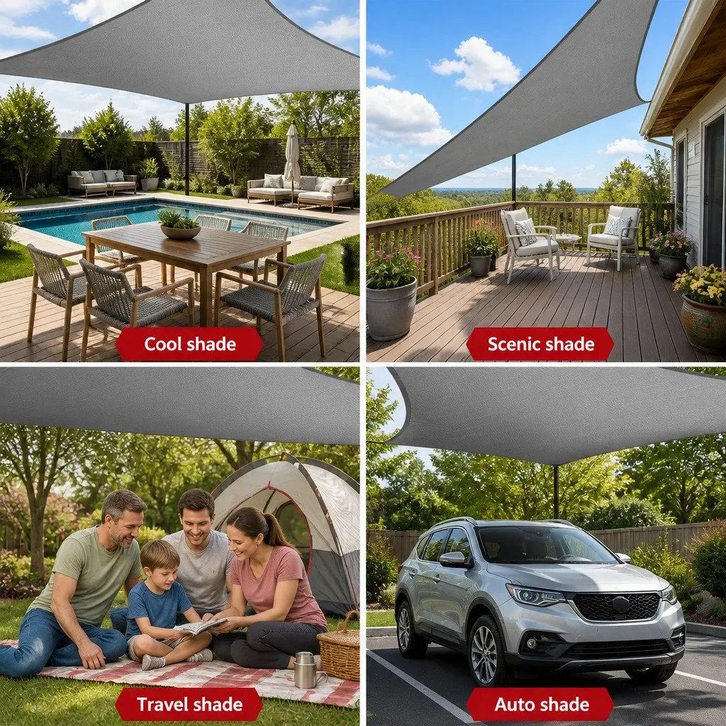 Shade Sail Grey 5x6m Rectangle 280GSM UV Protection Outdoor Patio Pool Cover