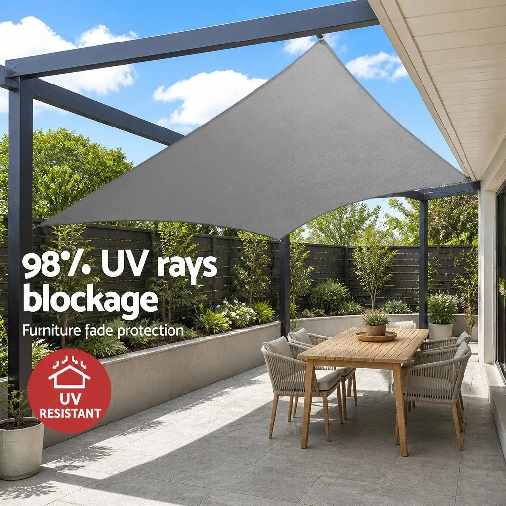 Shade Sail Grey 5x6m Rectangle 280GSM UV Protection Outdoor Patio Pool Cover