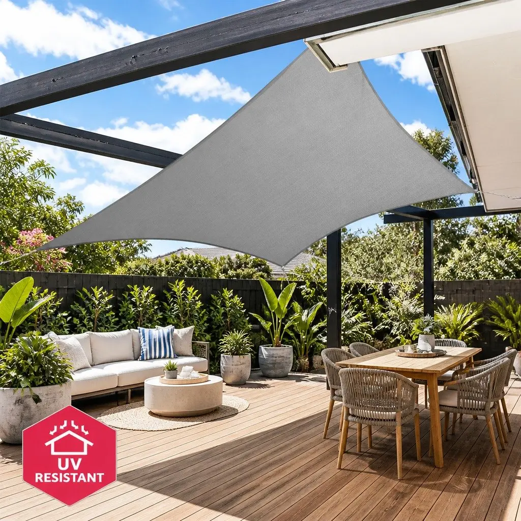 Shade Sail Grey Rectangle 6x6m 280GSM UV Block Outdoor Protection