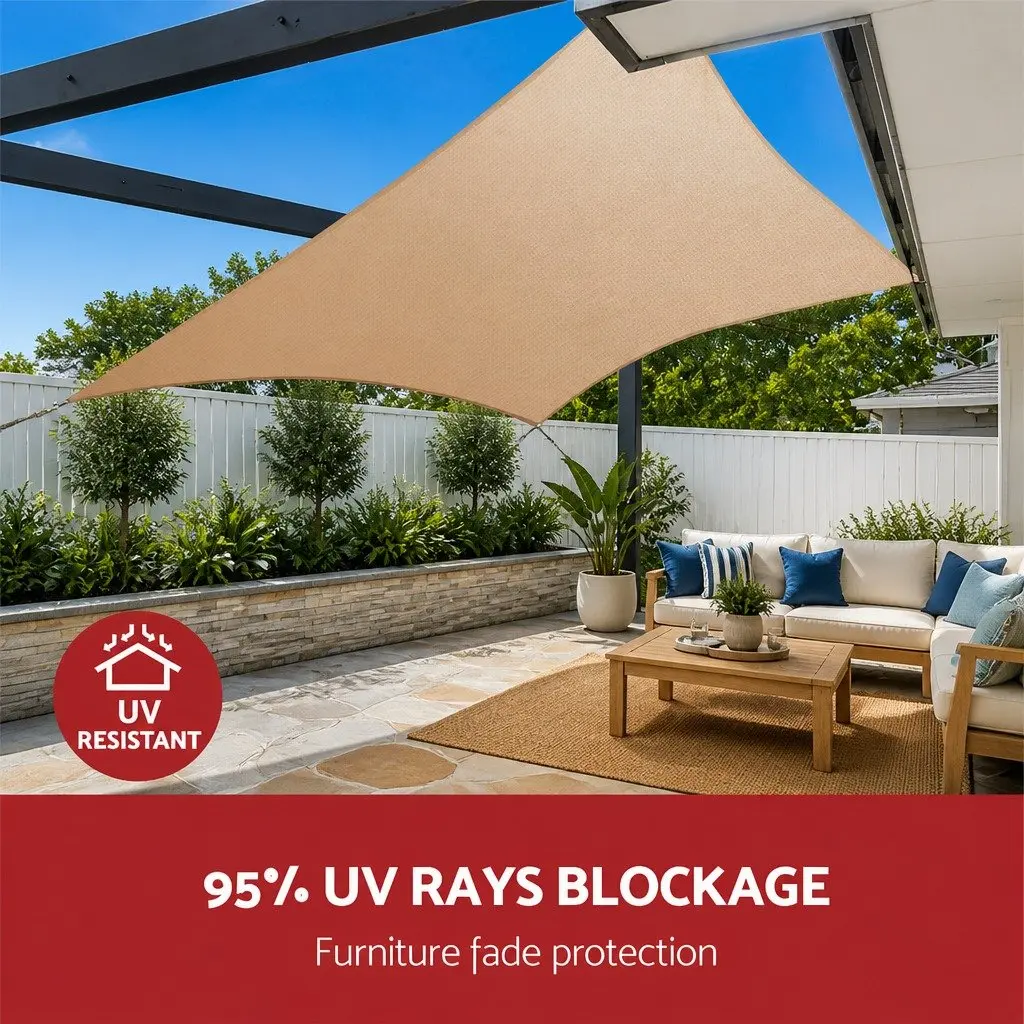 Triangle Shade Sail Sand Beige 5x5x5M UV Protection Outdoor Patio Pool Garden Sunshade