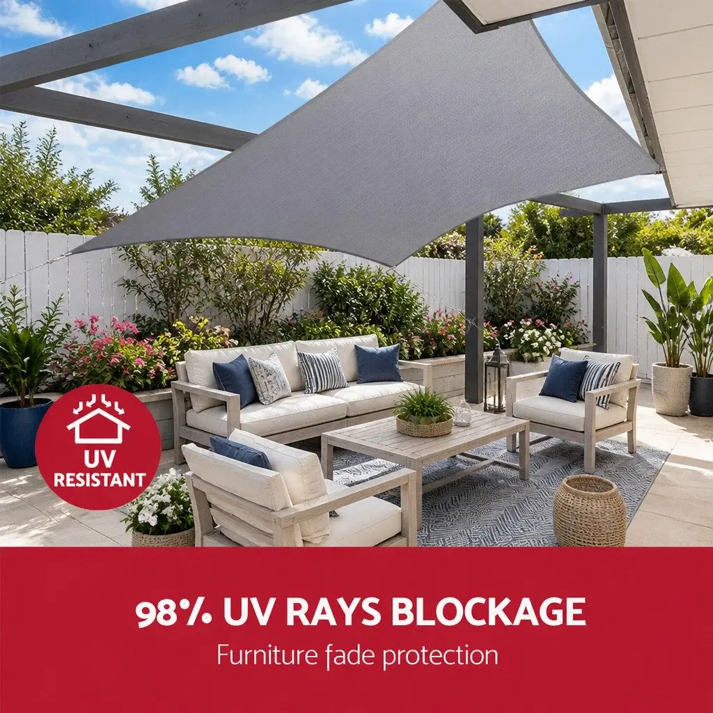 Shade Sail Grey 3x5m Waterproof Commercial Grade UV Protection