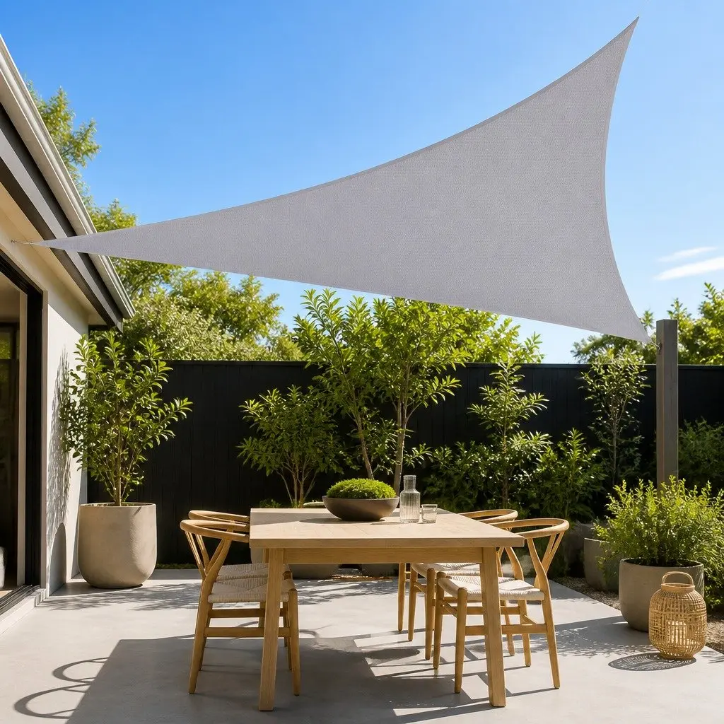 Triangle Shade Sail Waterproof Canopy 4x4x4m Grey UV Protection Garden Patio