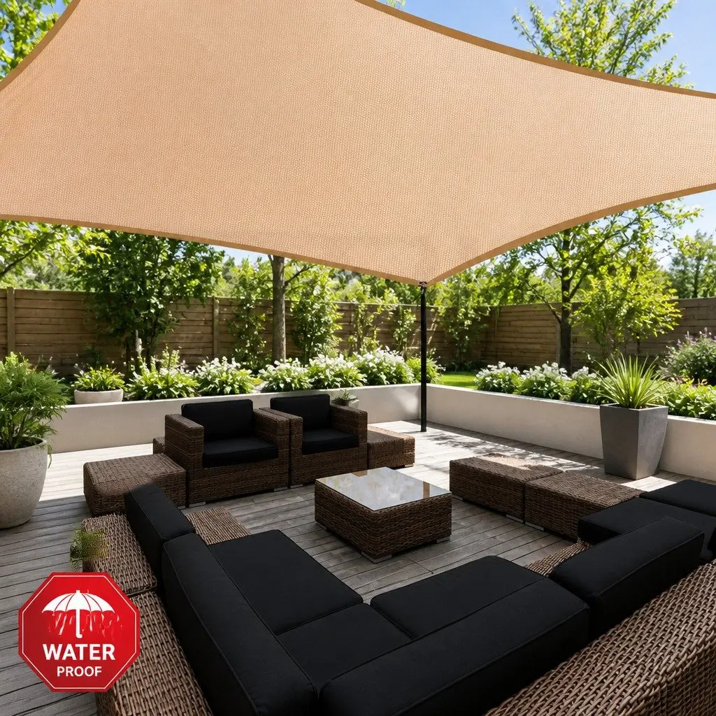 Shade Sail Sand 3x4m Rectangle Waterproof UV Protection Outdoor