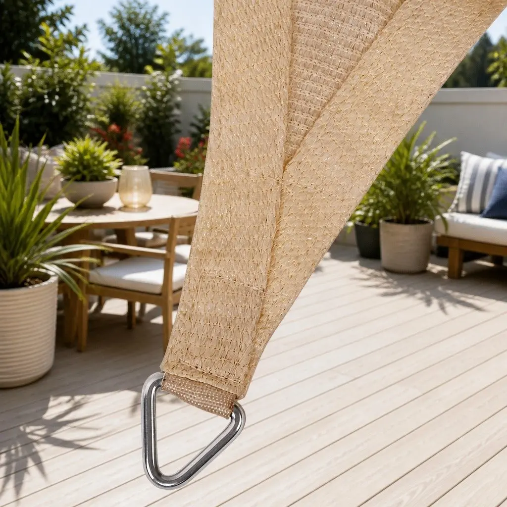 Waterproof Shade Sail Sand 3x5m Rectangle UV Protection Outdoor Patio Garden
