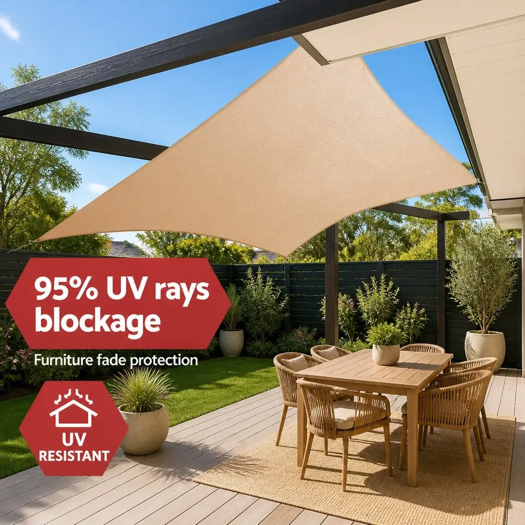 Rectangle Shade Sail Sand Beige 4x5m Waterproof UV Protection Outdoor