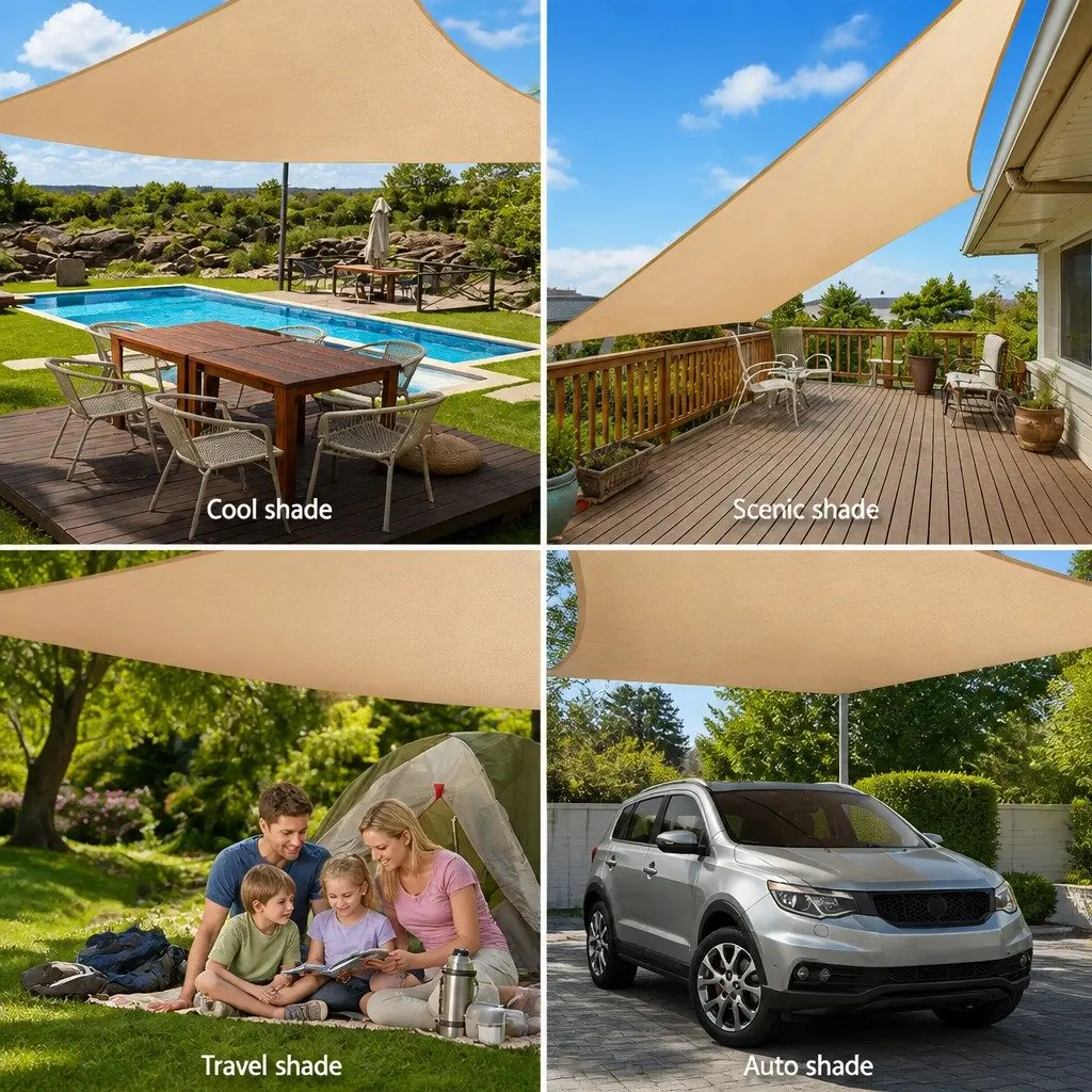 Rectangle Shade Sail Sand 4x6m Waterproof UV Blockage Outdoor Patio Pool Coverage