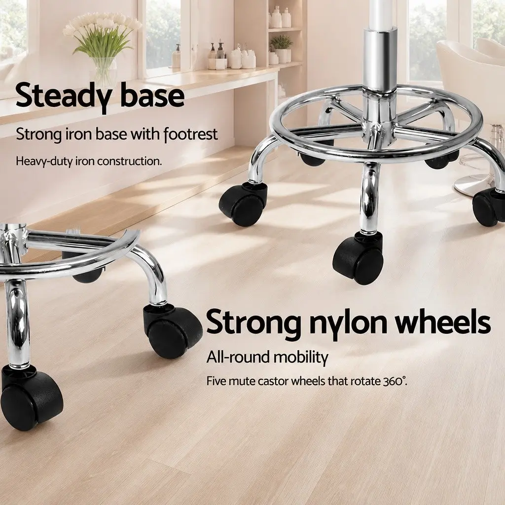 Salon Stool White Adjustable Height Swivel Chair with Backrest