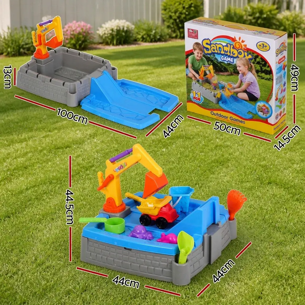 Kids 2-in-1 Sandpit Water Table Multicoloured Extendable Interactive Excavator Sensory Play Toy