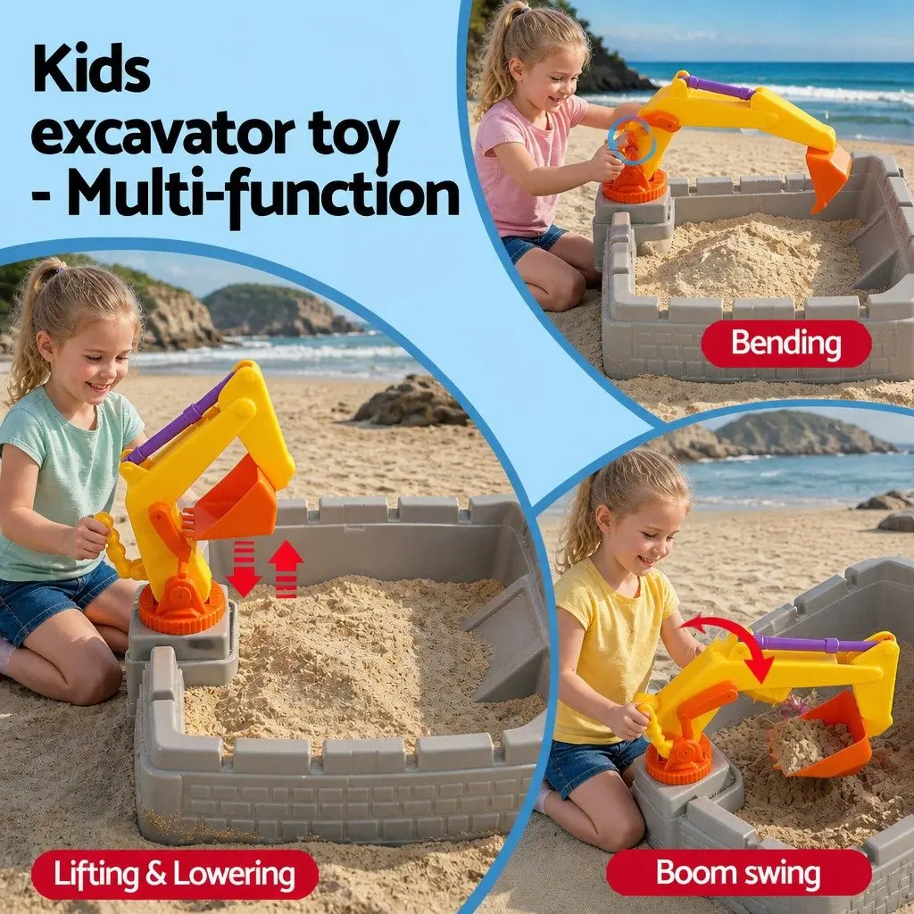 Kids 2-in-1 Sandpit Water Table Multicoloured Extendable Interactive Excavator Sensory Play Toy