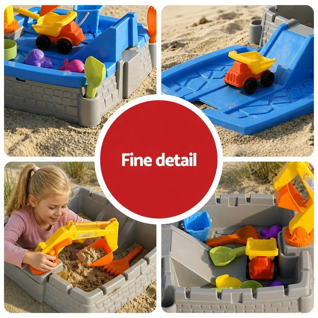 Kids 2-in-1 Sandpit Water Table Multicoloured Extendable Interactive Excavator Sensory Play Toy