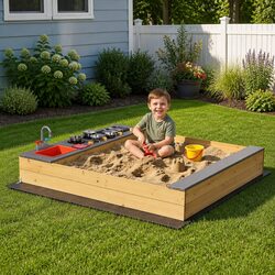 Compact and Effective Wooden Sandpit Mud Kitchen