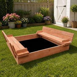 Compact Wooden Sandbox 90cm for Kids' Outdoor Fun