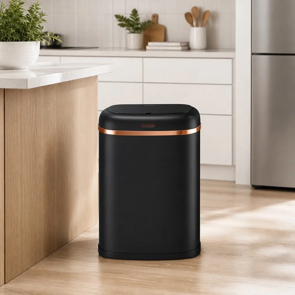 Automatic Rubbish Bin Black 38L Motion Sensor Hands-Free Silent Operation