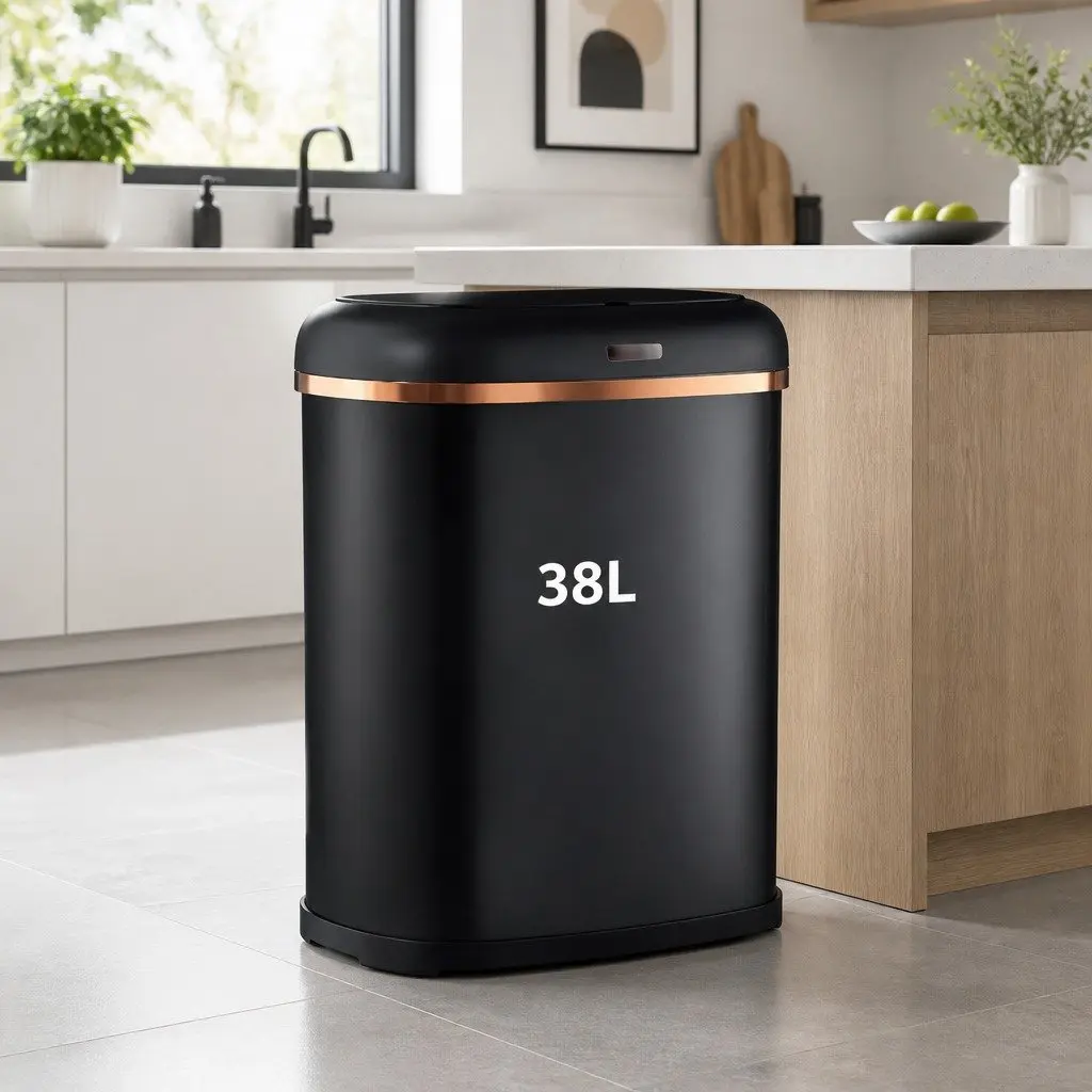Automatic Rubbish Bin Black 38L Motion Sensor Hands-Free Silent Operation