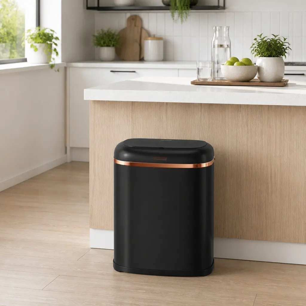 Automatic Rubbish Bin Black 38L Motion Sensor Hands-Free Silent Operation