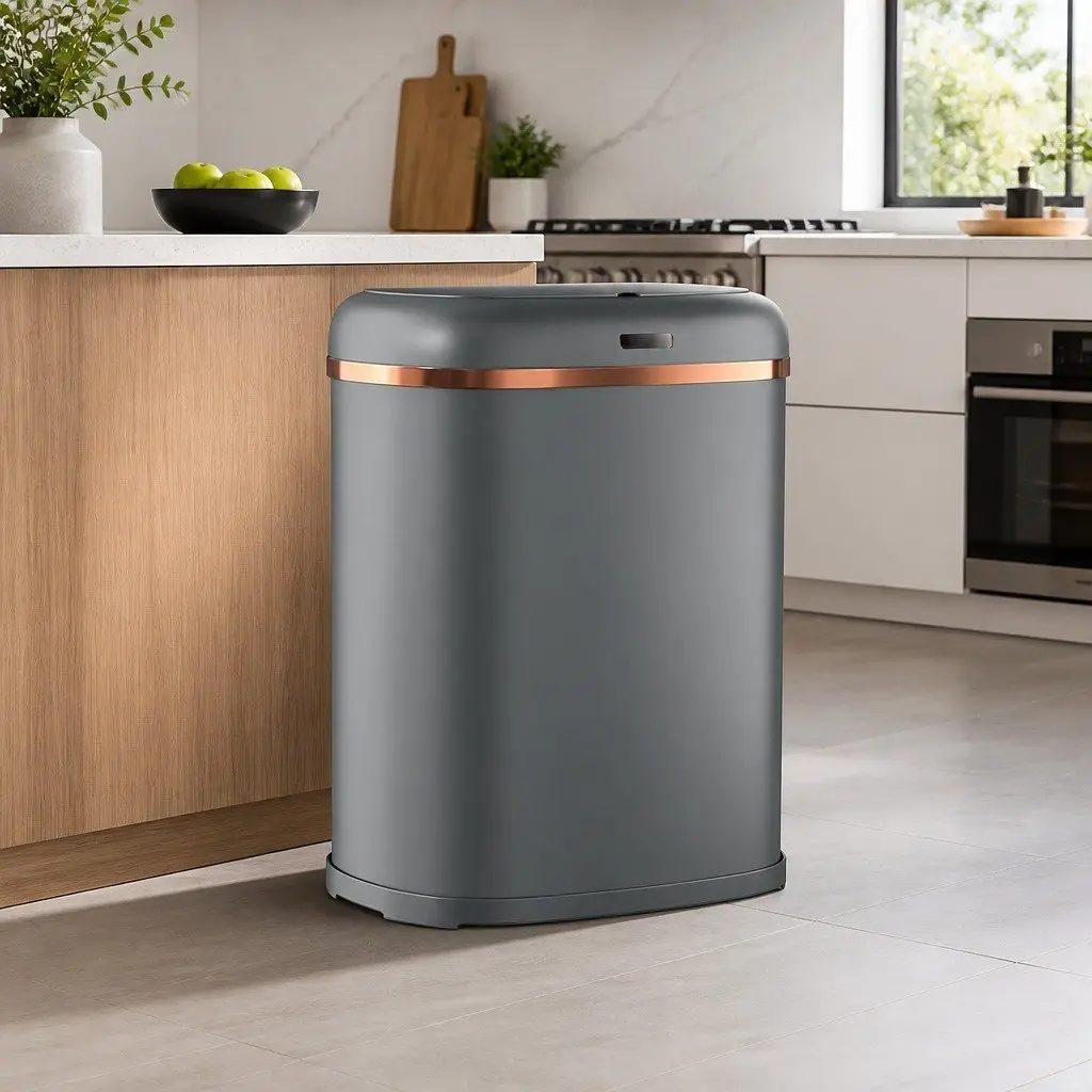 Automatic Bin Grey 38L Motion Sensor Hands-Free Kitchen Rubbish Trash Can