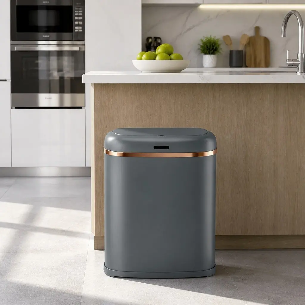 Automatic Bin Grey 38L Motion Sensor Hands-Free Kitchen Rubbish Trash Can