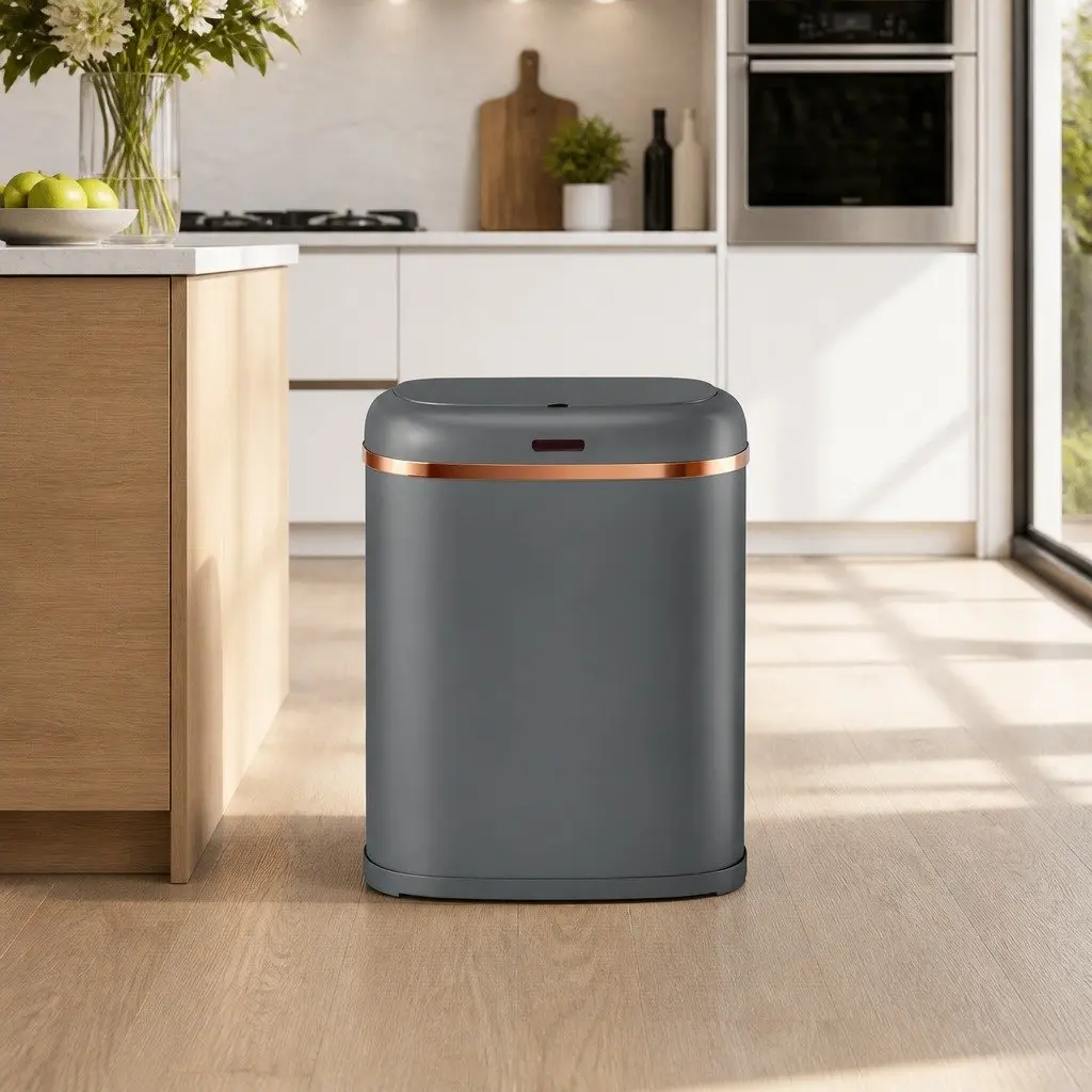 Automatic Bin Grey 38L Motion Sensor Hands-Free Kitchen Rubbish Trash Can