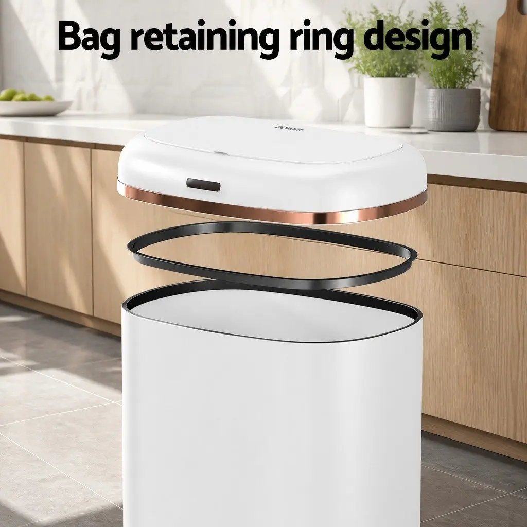 Automatic Bin White 38L Motion Sensor Hands-Free Kitchen Trash Can
