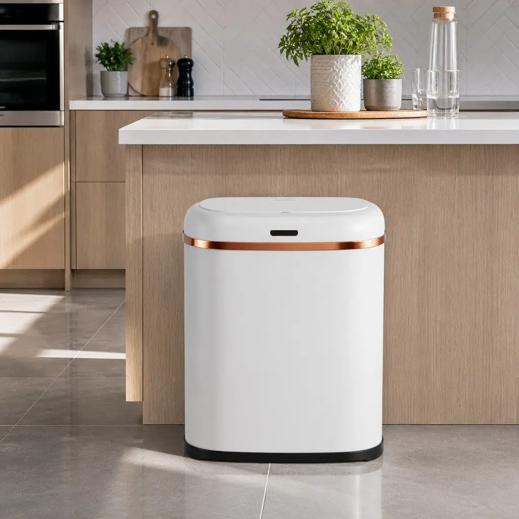 Automatic Bin White 38L Motion Sensor Hands-Free Kitchen Trash Can