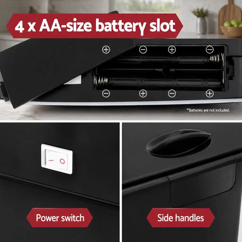 Automatic Bin Black Steel 45L Hands-Free Motion Sensor Soft Close