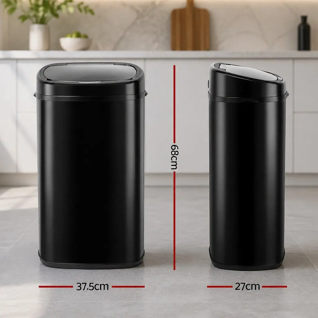 Automatic Rubbish Bin Black 58L Hands-Free Motion Sensor Operation