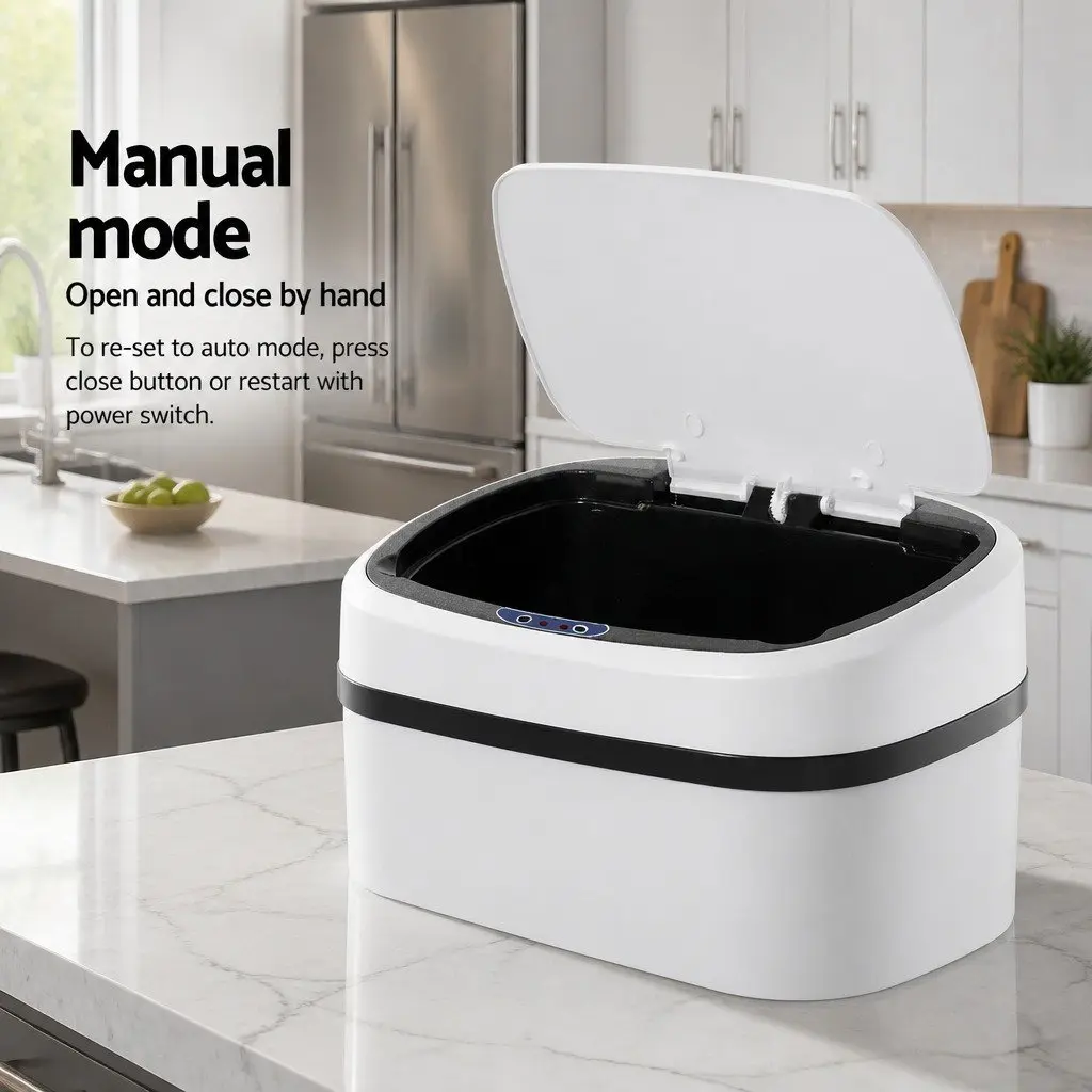 Automatic Bin White 58L Motion Sensor Hands-Free Kitchen Waste Fingerprint-Resistant Steel
