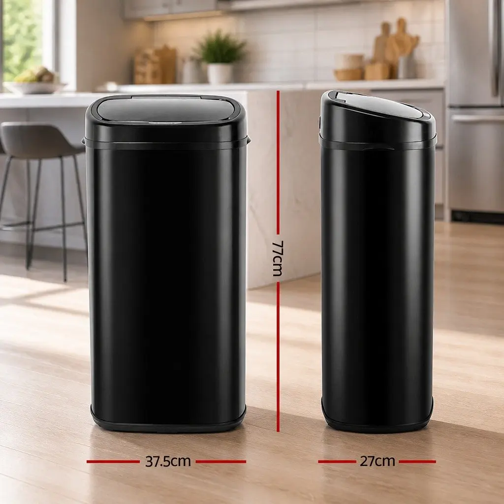 Automatic Bin Black 68L Motion Sensor Hands-Free Kitchen Trash Can