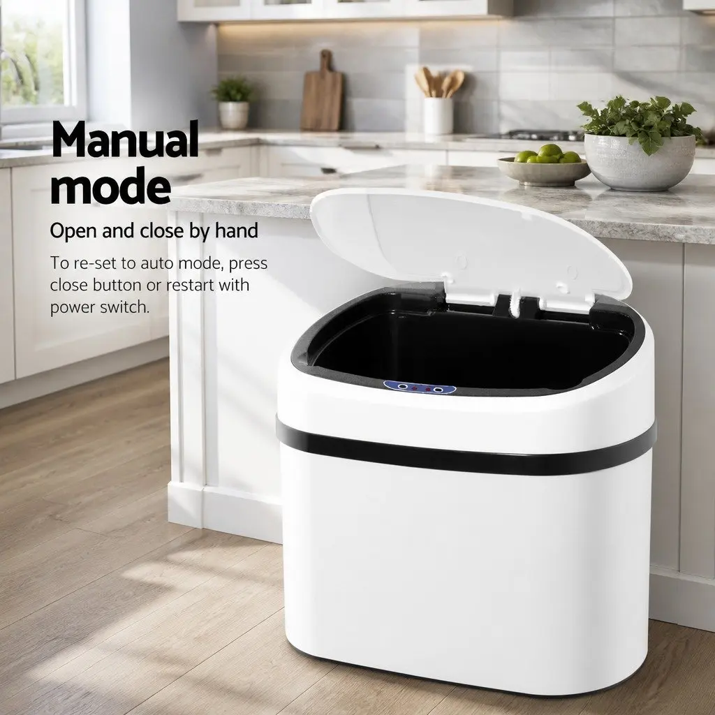 Automatic Bin White 68L Motion Sensor Hands-Free Steel