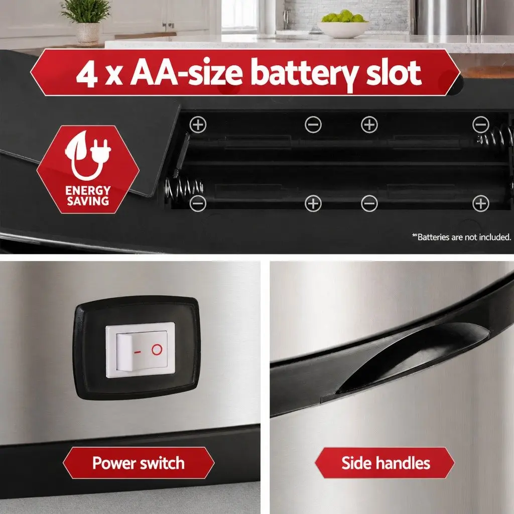 Automatic Bin Silver 68L Motion Sensor Touchless Kitchen Trash Can