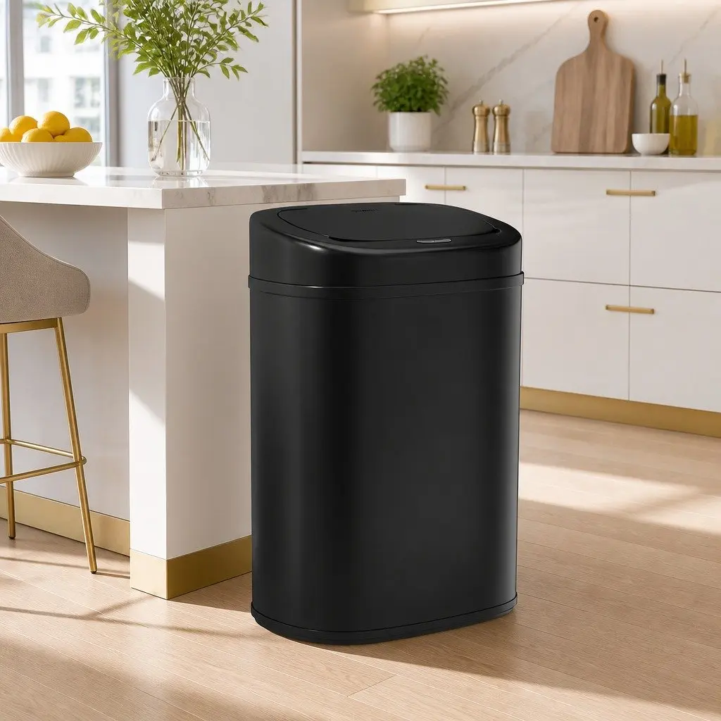 Automatic Bin Black 82L Motion Sensor Hands-Free Soft-Close Odour-Sealing Fingerprint-Resistant Steel
