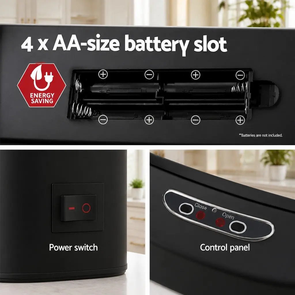 Automatic Bin Black 82L Motion Sensor Hands-Free Soft-Close Odour-Sealing Fingerprint-Resistant Steel