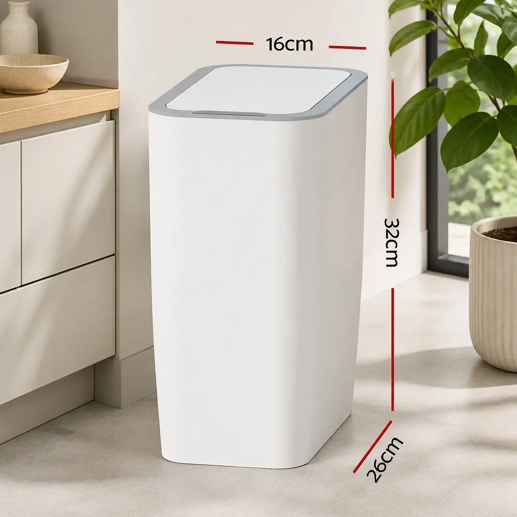 9L Motion Sensor Automatic Rubbish Bin Hands-Free Kitchen Waste Trash White