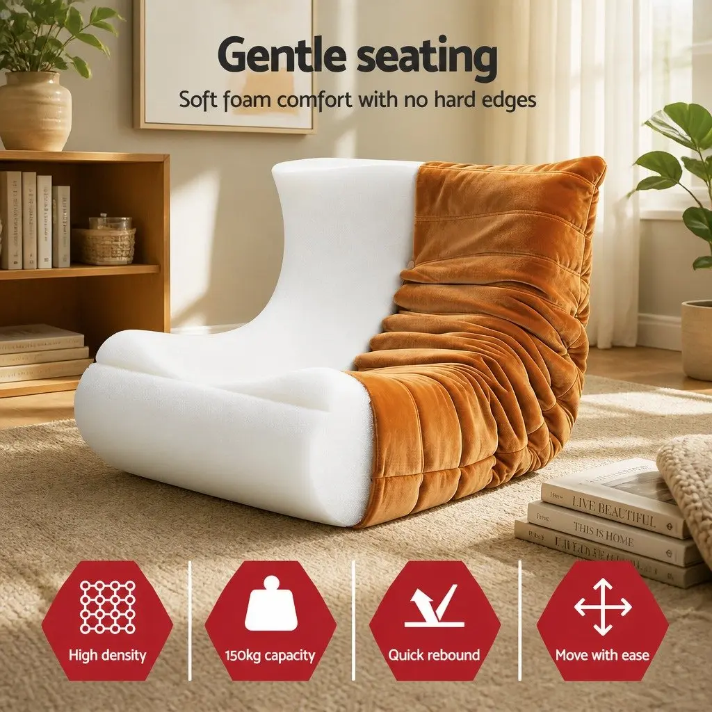 Lazy Sofa Accent Chair Floor Couch Leisure Lounge Foam Pouffe Recliner Brown