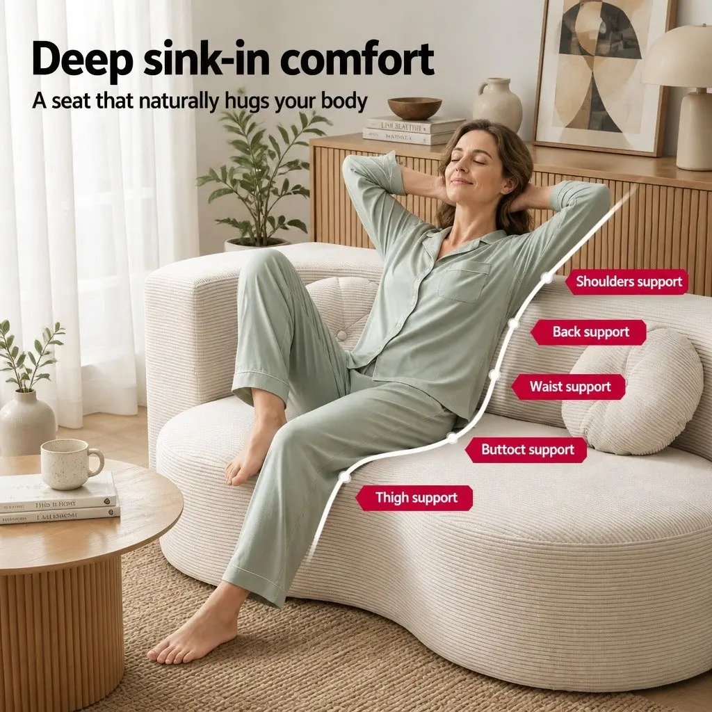 Sofa Bed Beige 203cm 2-in-1 Convertible Futon Loveseat Couch Floor Sleeper