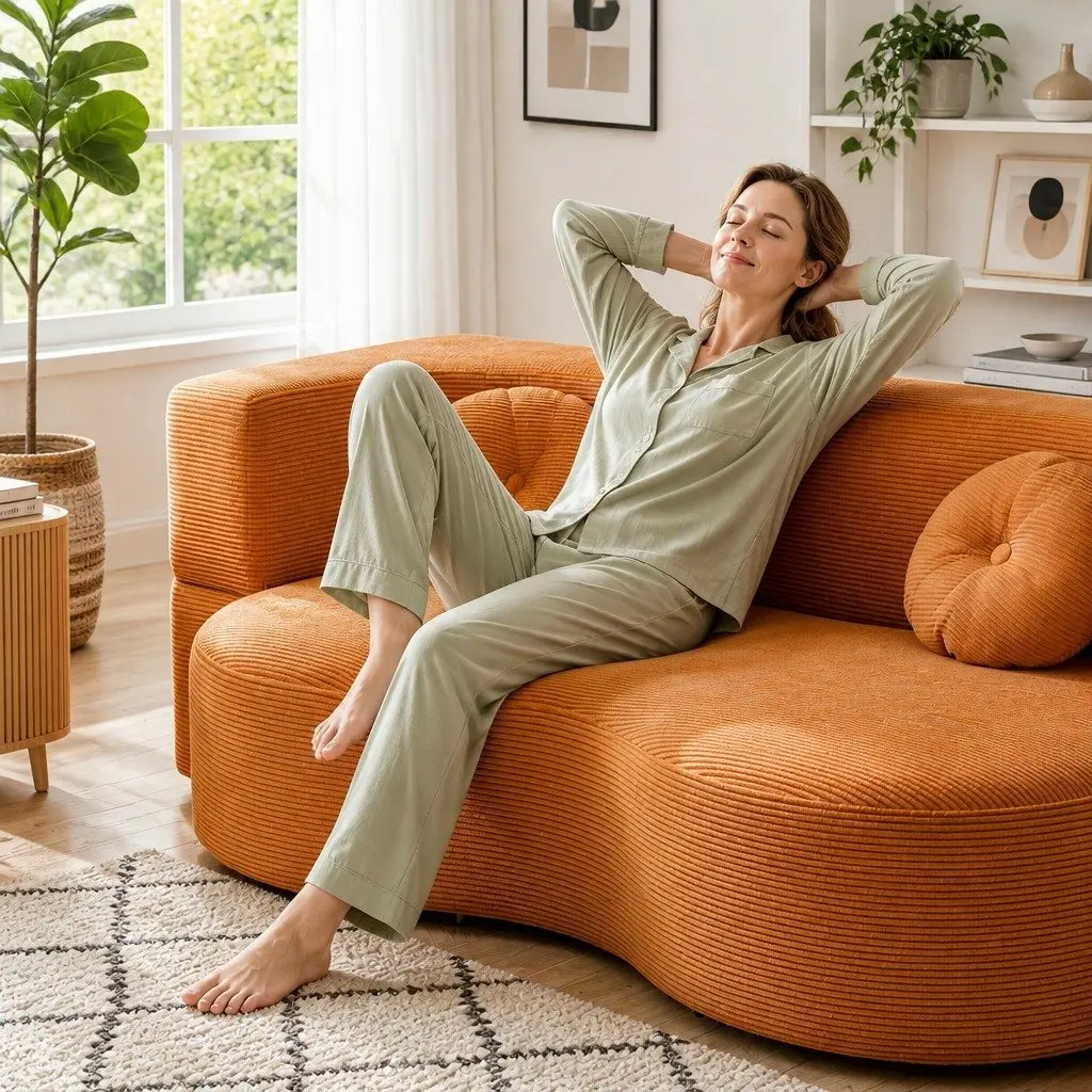 Folding Sofa Bed Floor Couch 2-in-1 Convertible Futon Loveseat Orange