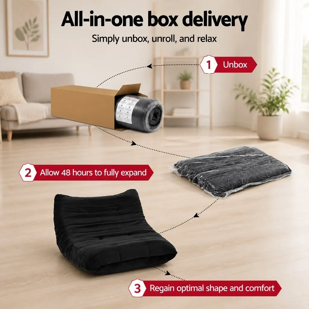 2 Seater Lazy Sofa Floor Couch Armless Lounge Chair Accent Caterpillar Design