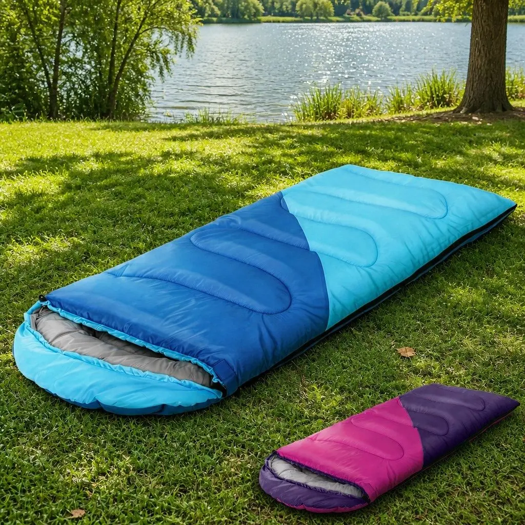 Kids Sleeping Bag Set of 2 Pink Blue 172cm Thermal Lightweight Water-resistant Outdoor Gear